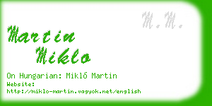 martin miklo business card